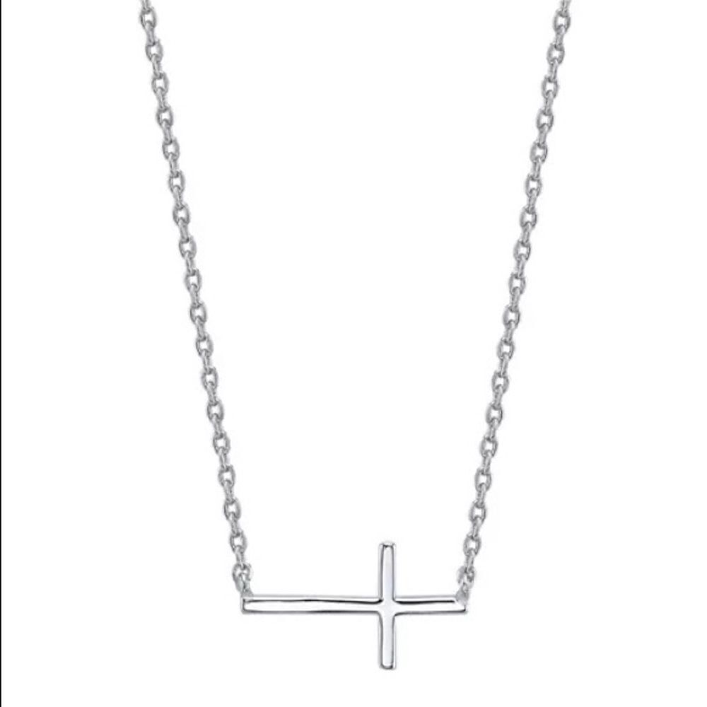 NWOT UNWRITTEN Silver Flash Plated Cross Pendant Necklace, 16+2" Extender